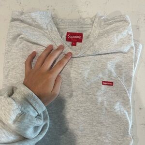 Light Gray Surpeme Long Sleeve Box Logo
